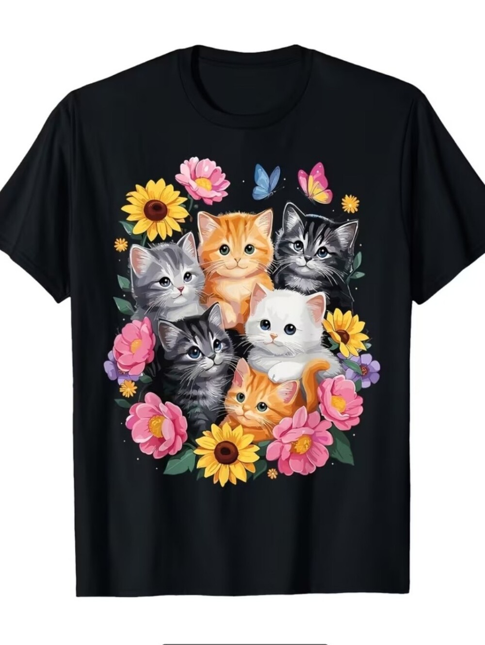 Cute Cat Shirt, Floral Kitten Comfort Colors Tee